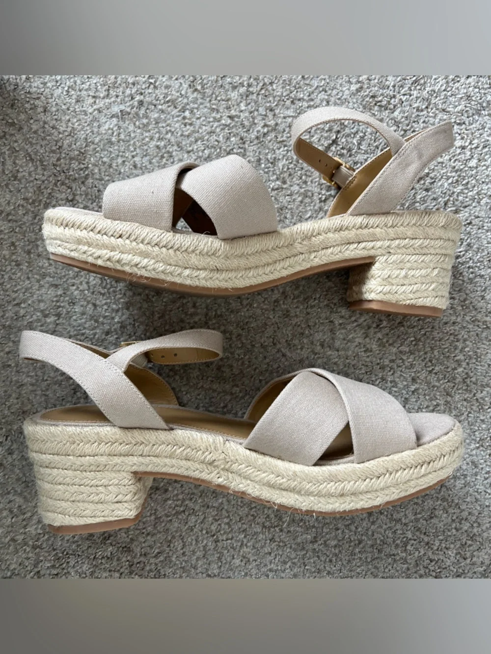 J.Crew‎ Canvas Espadrille Platform Sandals Beige BN857 Womens 9.5